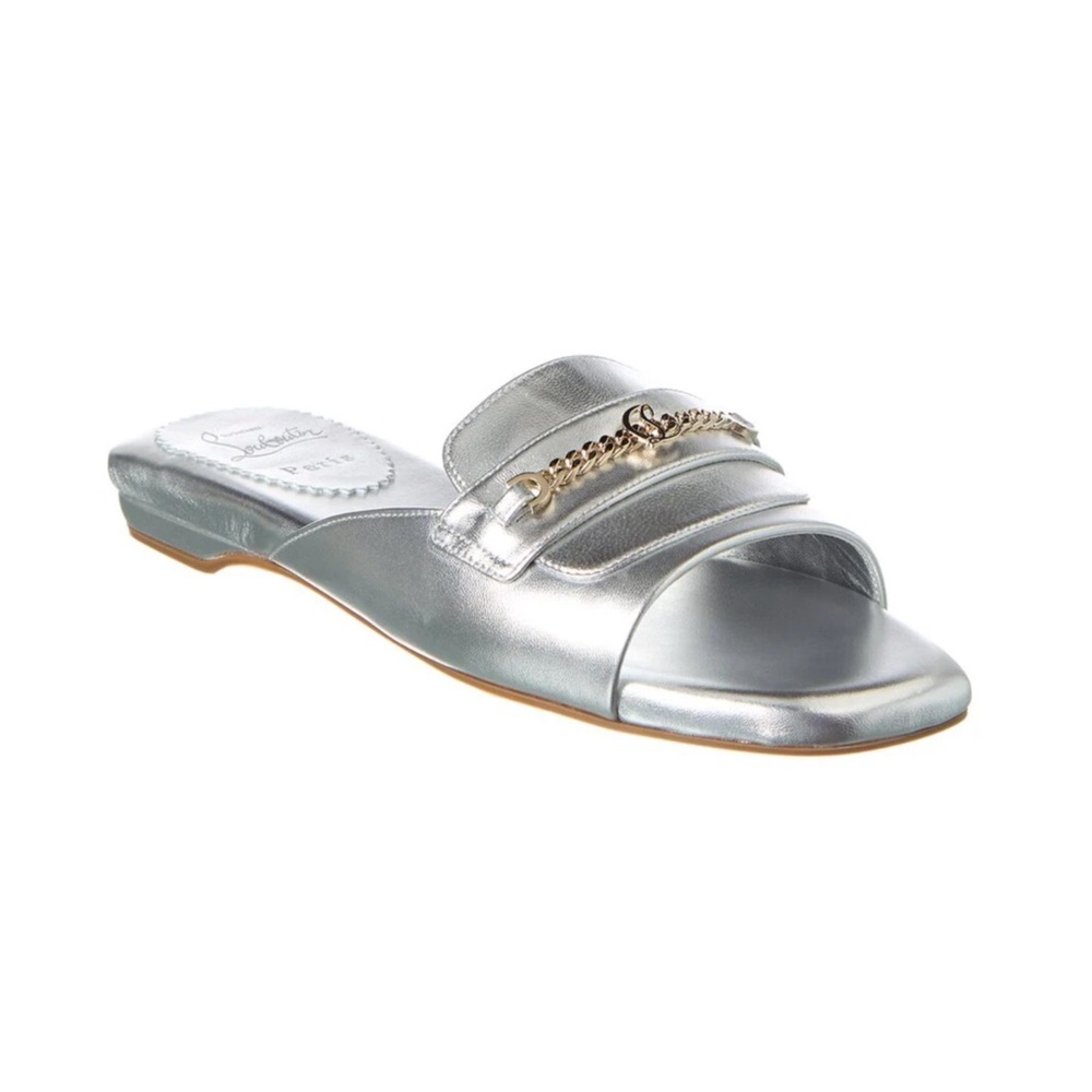 Christian Louboutin Silver Chain Slide Sandals